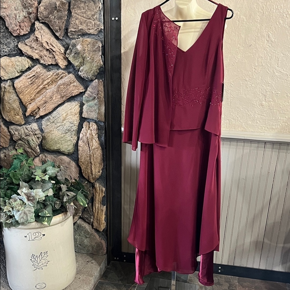 NWT Studio Burgundy Dress with shrug.